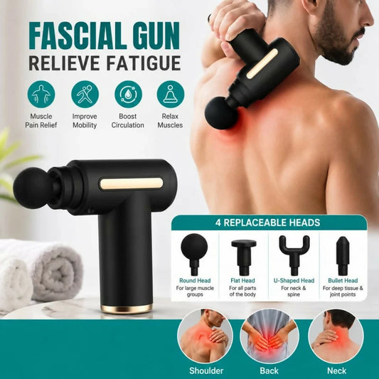 Smart Massage Gun – Deep Tissue Percussion Massager with 4 Interchangeable Heads