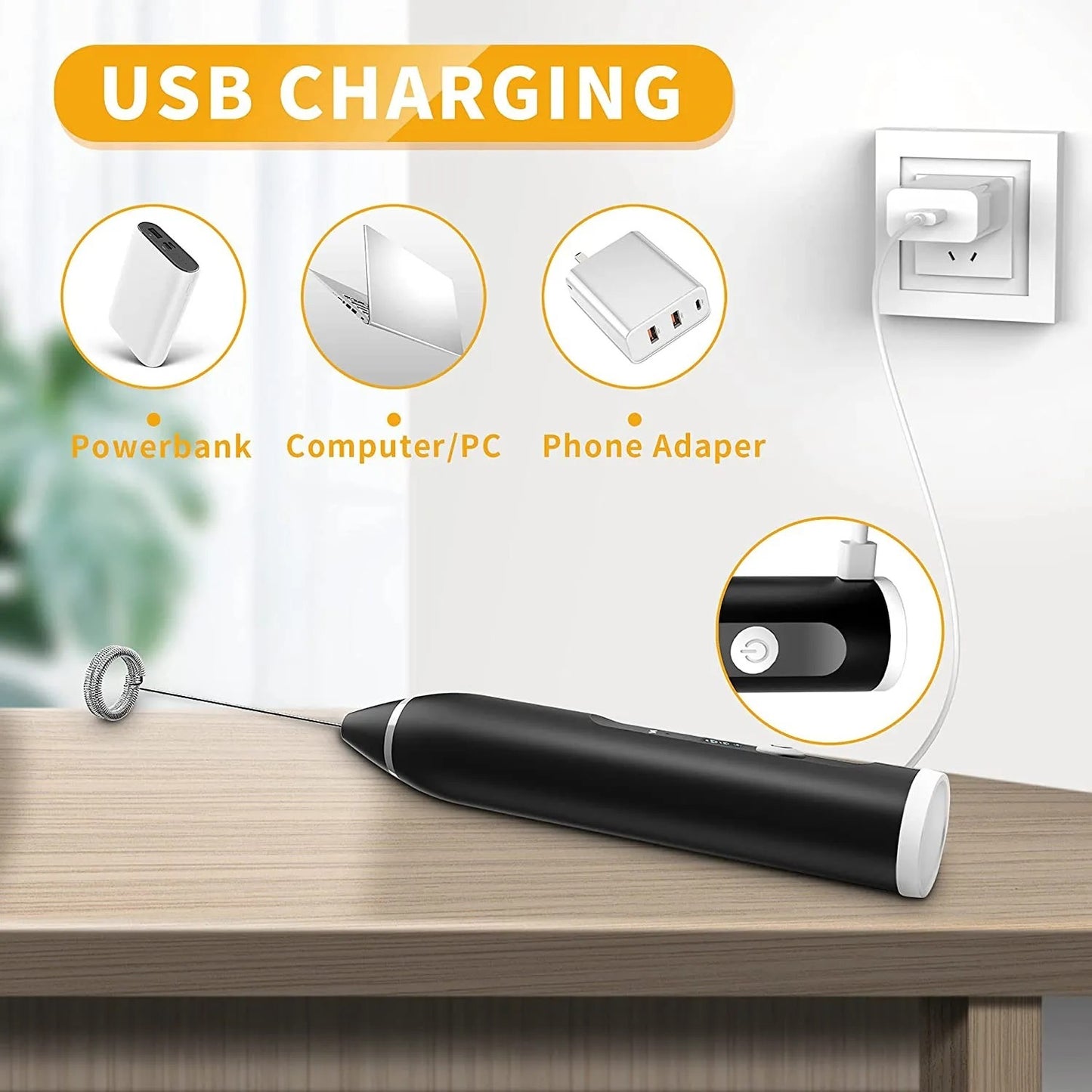 3-in-1 rechargeable coffee beater and electric coffee frother