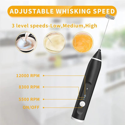 3-in-1 rechargeable coffee beater and electric coffee frother
