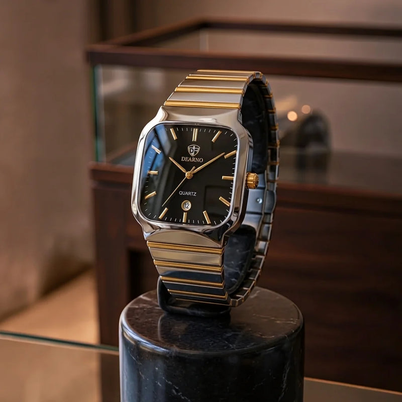 Dearno Black Dial  Luxury Automatic Watch – Stainless Steel Two-Tone Bracelet