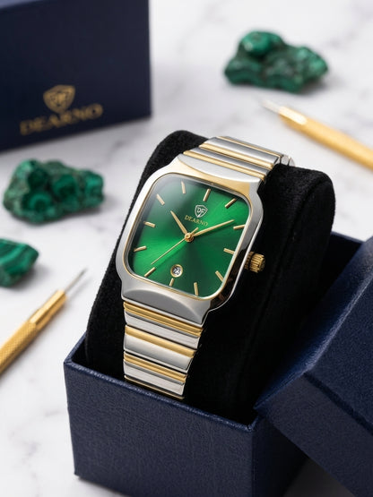 Dearno Green Dial Silver & Gold Luxury Watch