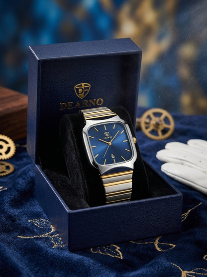 Dearno Blue Dial Silver & Gold Luxury Watch
