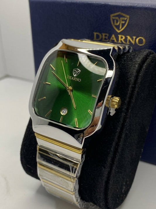 Dearno Green Dial Silver & Gold Luxury Watch