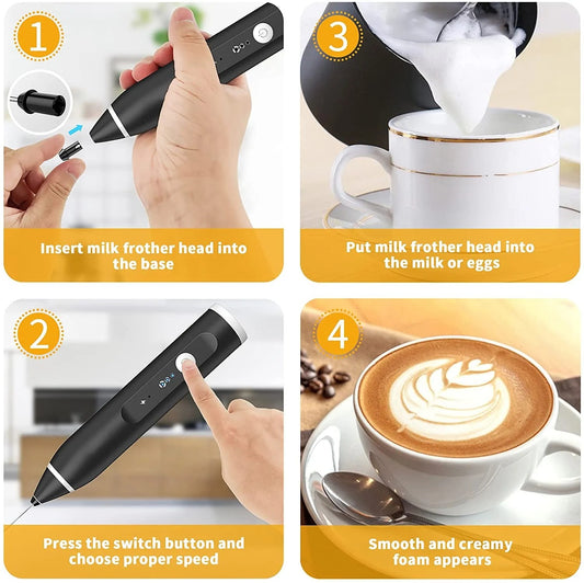 3-in-1 rechargeable coffee beater and electric coffee frother