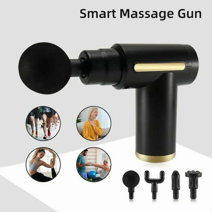 Smart Massage Gun – Deep Tissue Percussion Massager with 4 Interchangeable Heads